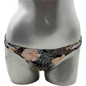 O’Neill Swimsuit Bikini Bottoms Hipster Size Medium Black Gold Floral Womens